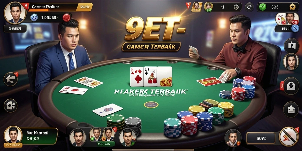 Tangkapan layar utama 9ET menampilkan gameplay poker yang seru dan interaktif.
