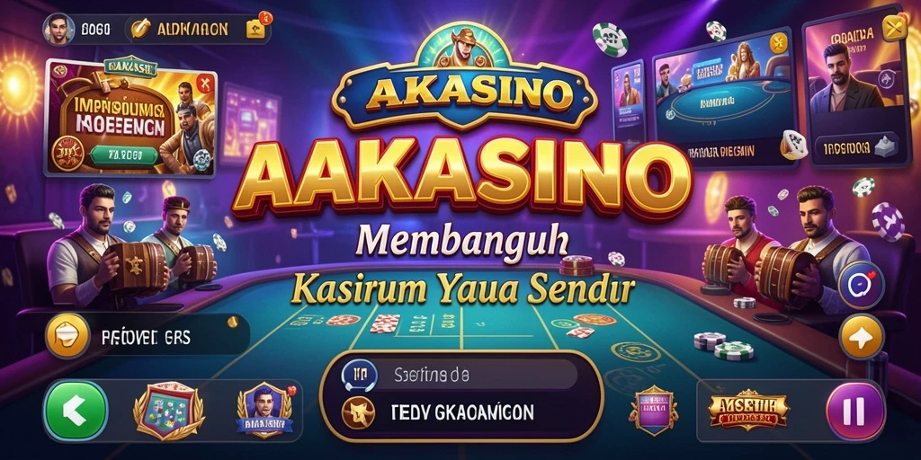 Screenshot utama AAKASINO menampilkan antarmuka kasino yang megah dan gameplay yang inovatif.