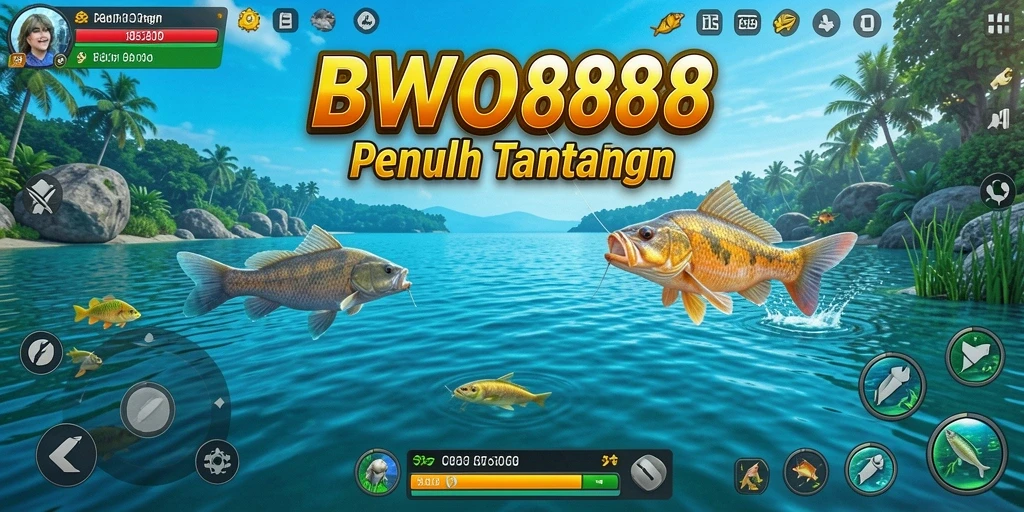 Screenshot gameplay BWO888 yang menunjukkan aksi menarik saat memancing.