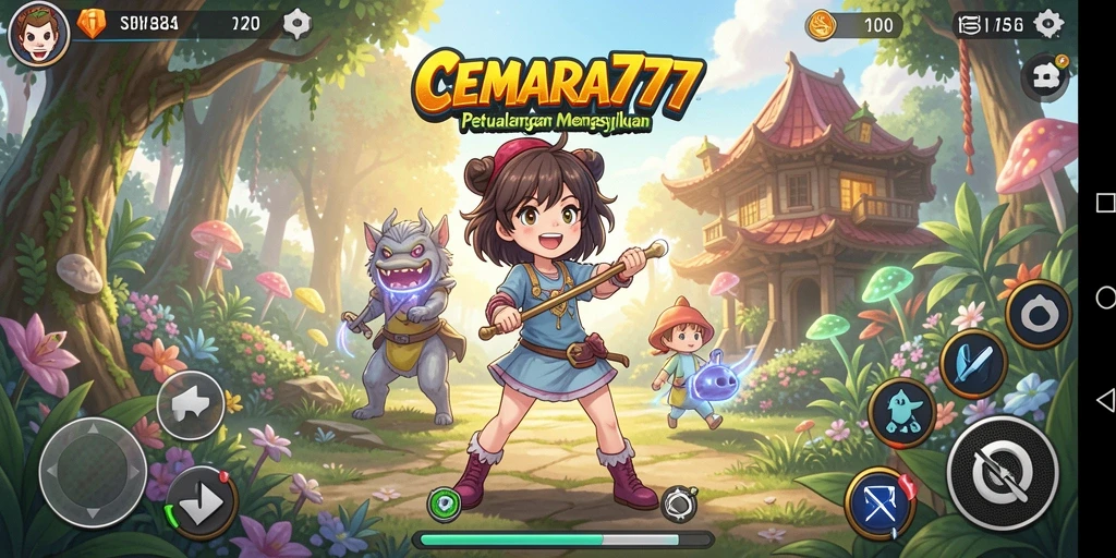 Tangkapan layar gameplay CEMARA777 yang menampilkan pertarungan karakter anime.