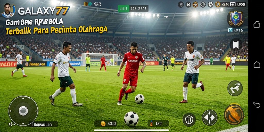 Tangkapan layar gameplay GALAXY77 menampilkan aksi seru di lapangan.
