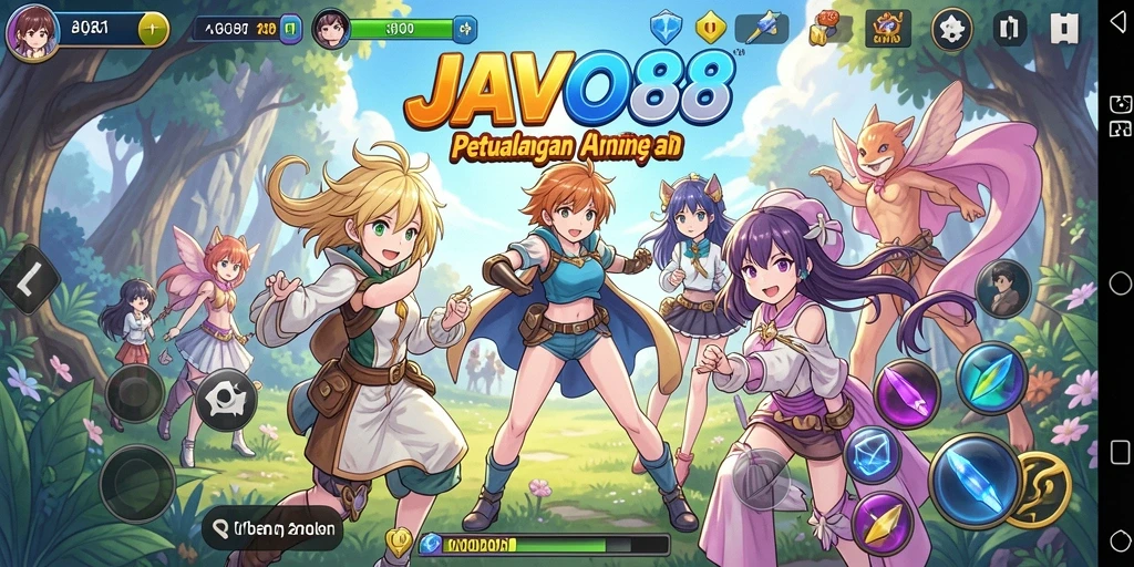 Screenshot gameplay JAVO88 yang menampilkan karakter anime dalam aksi.