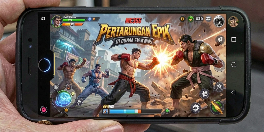 Screenshot ME355 menampilkan aksi pertarungan seru antara dua karakter.