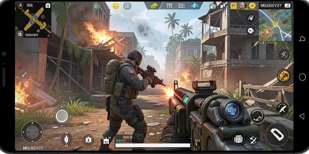 Tampilan aksi mendebarkan dari gameplay MELODY77.