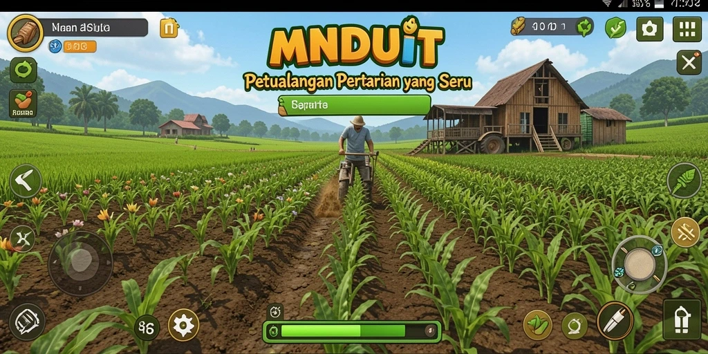 Tampilan gameplay MNDUIT dengan aktivitas pertanian yang seru.