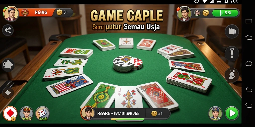 Tampilan screenshot utama R6R6 menampilkan gameplay Gaple yang seru dan interaktif.