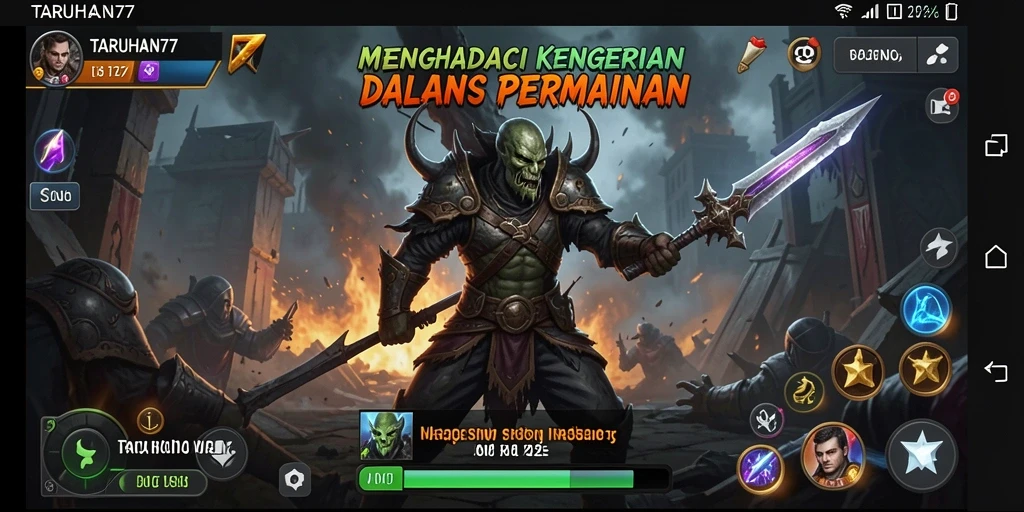 Tampilan gameplay menegangkan dalam TARUHAN77 yang mencekam.